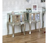 Melody Maison Pair Of Mirrored 2 Drawer Bedside Tables - Tiffany Range