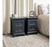 Melody Maison Pair Of Navy Black Two Drawer Bedside Tables - Daventry Navy Black Range