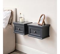 Melody Maison Pair Of Navy Black Wall Mounted Bedside Tables - Daventry Navy Black Range