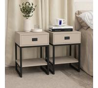 Melody Maison Pair Of One Drawer Bedside Table - Elle Dark Beige Range