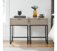 Melody Maison Pair Of One Drawer Bedside Tables - Hesley Taupe Stone Range