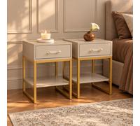 Melody Maison Pair Of One Drawer Bedside Tables - Liana Taupe Range