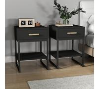 Melody Maison Pair Of One Drawer Bedside Tables - Luna Black Range