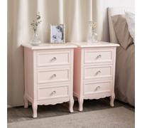 Melody Maison Pair Of Pink 3 Drawer Bedside Tables - Sophia Pink Range