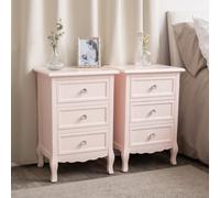 Melody Maison Pair Of Pink 3 Drawer Bedside Tables - Sophia Pink Range in Pale Pink Melody Maison Pale Pink