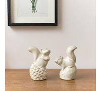 Melody Maison Pair Of Porcelain Decorative Squirrel Ornaments - 11.5Cm