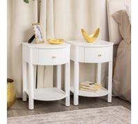 Melody Maison Pair Of Reeded One Drawer Bedside Tables - Willow White Range