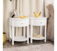 Melody Maison Pair Of Reeded One Drawer Bedside Tables - Willow White Range Melody Maison White