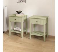 Melody Maison Pair Of Sage Green One Drawer Bedside Tables With Shelf - Padstowe Sage Green Range