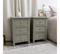 Melody Maison Pair Of Scalloped 3 Drawer Bedside Tables - Staunton Taupe Range