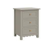 Melody Maison Pair Of Scalloped 3 Drawer Bedside Tables - Staunton Taupe Range Melody Maison Taupe