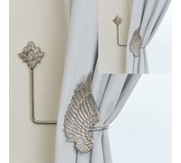 Melody Maison Pair Of Silver Angel Wing Curtain Tie Backs