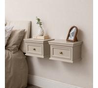 Melody Maison Pair Of Taupe-Grey Wall Mounted Bedside Tables - Daventry Taupe-Grey Range