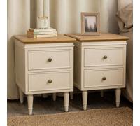 Melody Maison Pair Of Taupe & Wooden Two Drawer Bedside Tables - Claudia Range