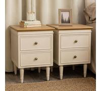 Melody Maison Pair Of Taupe & Wooden Two Drawer Bedside Tables - Claudia Range in Cream Melody Maison Cream