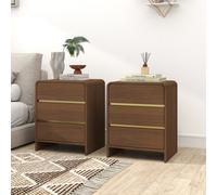 Melody Maison Pair Of Walnut Brown 3 Drawer Bedside Tables - Meridian Walnut Range