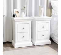 Melody Maison Pair Of White 2 Drawer Bedside Tables - Slimline Haxey White Range