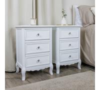 Melody Maison Pair Of White 3 Drawer Bedside Tables - Victoria Range