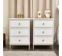 Melody Maison Pair Of White Three Drawer Bedside Tables - Aisby White Range