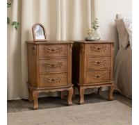 Melody Maison Pair Of Wooden 3 Drawer Bedside Tables - Pays Du Bois Range