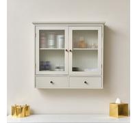 Melody Maison Pale Grey-Taupe Reeded Glass Wall Cabinet With Drawers