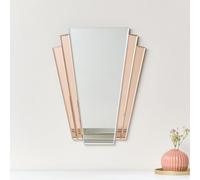 Melody Maison Pink Art Deco Fan Wall Mirror - 60Cm X 48Cm