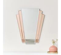 Melody Maison Pink Art Deco Fan Wall Mirror - 60cm x 48cm