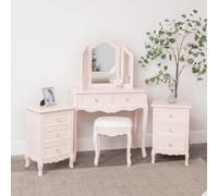Melody Maison Pink Dressing Table, Mirror, Stool & Pair Bedside Tables - Sophia Pink Range