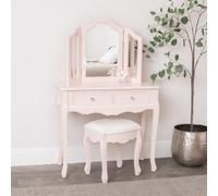 Melody Maison Pink Dressing Table, Mirror, Stool Set - Sophia Pink Range