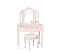 Melody Maison Pink Dressing Table, Mirror, Stool Set - Sophia Pink Range in Pale Pink Melody Maison Pale Pink