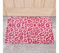 Melody Maison Pink Leopard Print Coir Door Mat