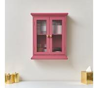 Melody Maison Raspberry Pink Reeded Glass Wall Cabinet in Dark Pink Melody Maison Dark Pink
