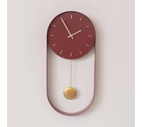 Melody Maison Raspberry Red & Gold Pendulum Metal Analogue Wall Clock - 20Cm X 55Cm