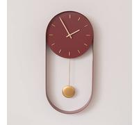 Melody Maison Raspberry Red & Gold Pendulum Metal Analogue Wall Clock - 20cm X 55cm | Size: 20 cm X 55 cm Melody Maison Red 20 cm X 55 cm