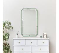 Melody Maison Rectangle Green Glass Art Deco Wall Mirror 60Cm X 100Cm