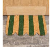 Melody Maison Rectangular Green & Natural Striped Doormat With Scallop Edge