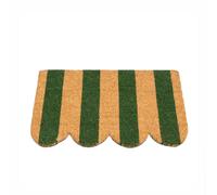 Melody Maison Rectangular Green & Natural Striped Doormat With Scallop Edge Melody Maison Green
