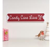 Melody Maison Red And White Candy Cane Lane Decorative Sign
