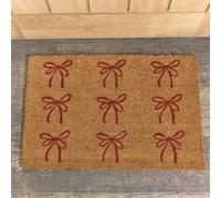 Melody Maison Red Bow Detail PVC Backed Coir Doormat 60cm X 40cm | Size: 60 cm X 40 cm Melody Maison Red 60 cm X 40 cm