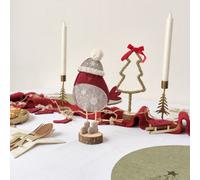 Melody Maison Red Felt Robin Standing Decoration With Wooden Base - 22Cm