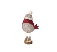 Melody Maison Red Felt Robin Standing Decoration With Wooden Base - 22cm Melody Maison Red