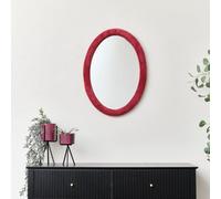 Melody Maison Red Oval Velvet Framed Wall Mirror 50Cm X 70Cm