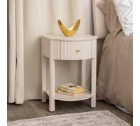 Melody Maison Reeded One Drawer Bedside Table - Willow Taupe Grey Range
