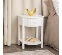 Melody Maison Reeded One Drawer Bedside Table - Willow White Range