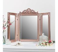 Melody Maison Rose Gold Pink Ornate Dressing Table Triple Mirror Melody Maison Gold