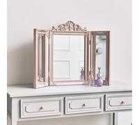 Melody Maison Rose Gold Pink Ornate Dressing Table Triple Mirror Melody Maison Gold