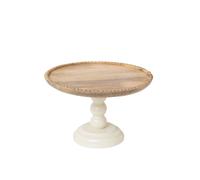 Melody Maison Round Beige & Mango Wood Bobble Detail Cake Display Stand Melody Maison Beige