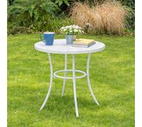 Melody Maison Round Distressed White Garden Side Table - 50cm X 50.5cm | Size: 50 cm X 50.5 cm Melody Maison White 50 cm X 50.5 cm