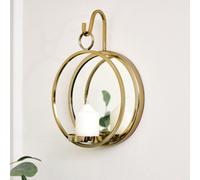 Melody Maison Round Gold Mirrored Wall Candle Sconce
