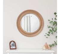 Melody Maison Round Rustic Pale Brown Wood Effect Wall Mirror 65cm x 65cm